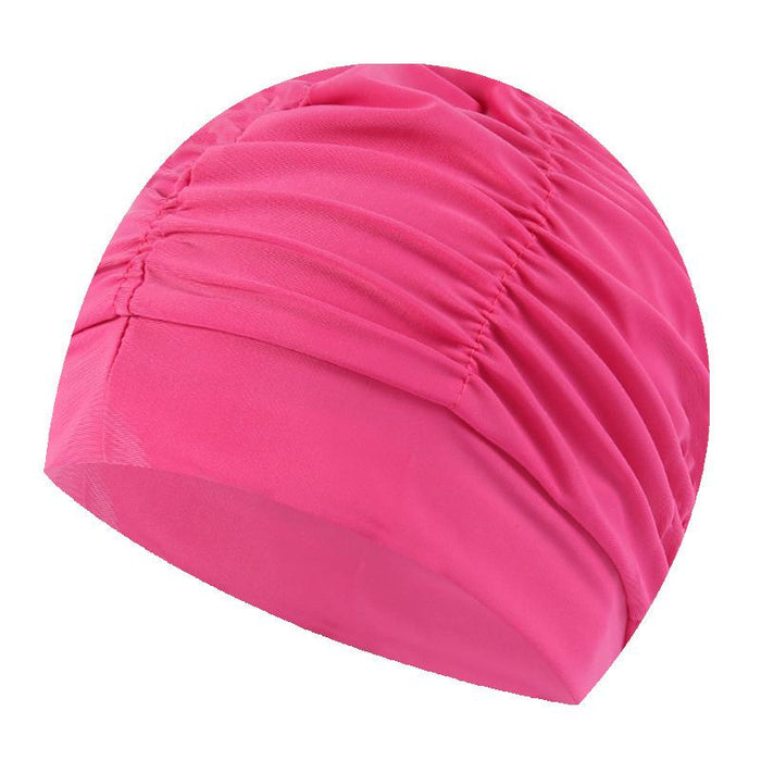 Adult Pleated Cloth Women's  Ear Protection Swimming Cap