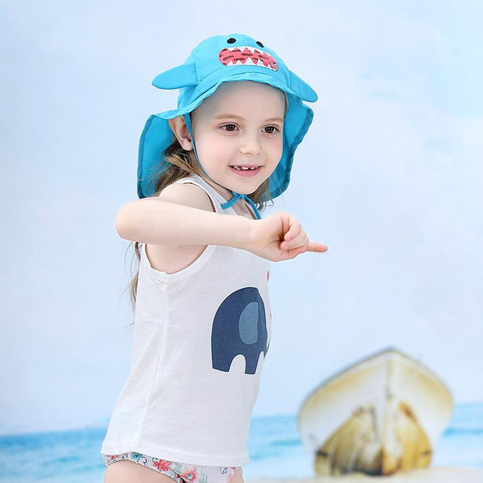 Cartoon Shark Outdoor Beach Sunscreen Children's Shawl Hat