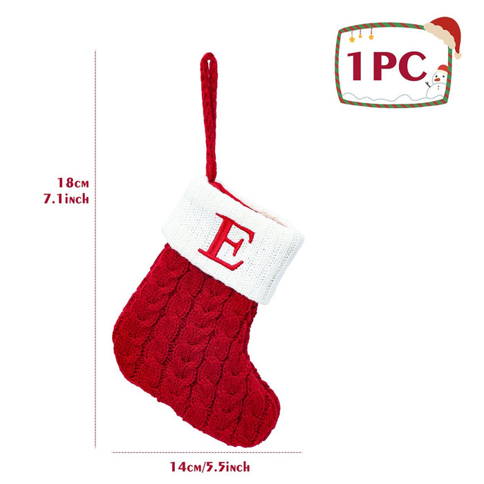 Christmas Socks Knitting Red Snowflake Alphabet Letters Decoration