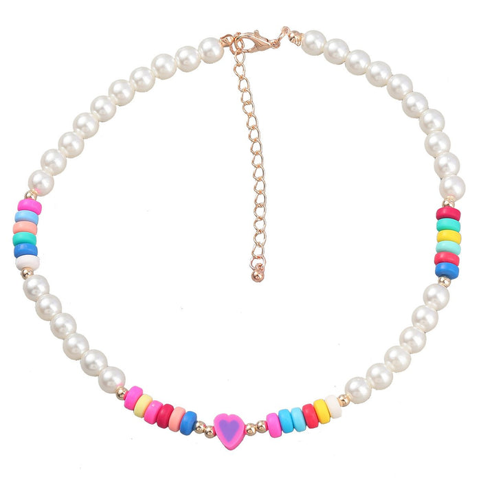 Fashion National Style Bead love shaped Resin Necklace