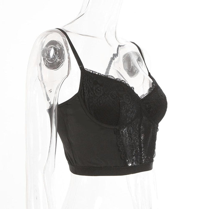 Lace Sexy Black Women Slim Fit Tank Top