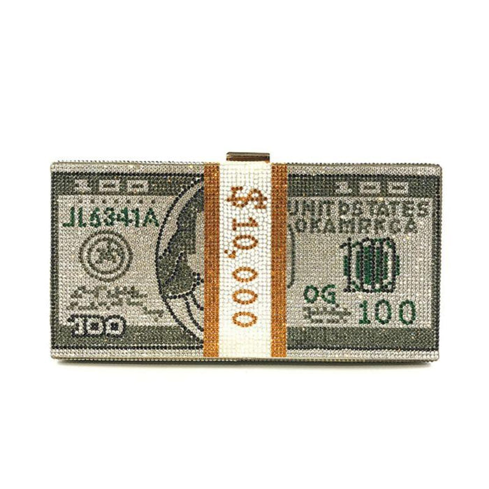 Money Clutch Rhinestone 10000 Dollars Purse Handbags