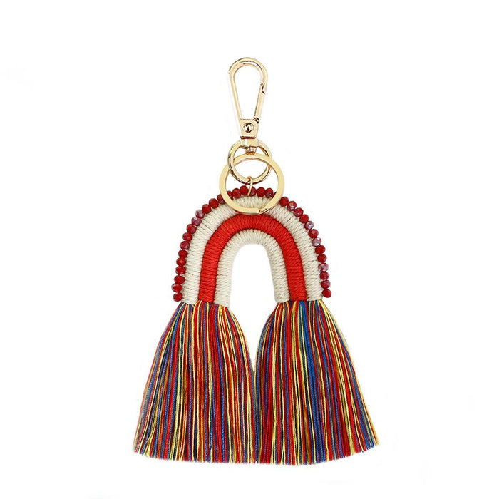 Tassel Keychains Hand Woven Rainbow Pendant