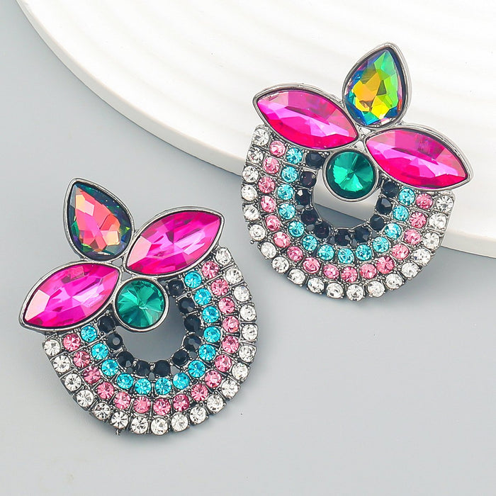 Women's Colorful Rhinestone Retro Multi-layer Earrings