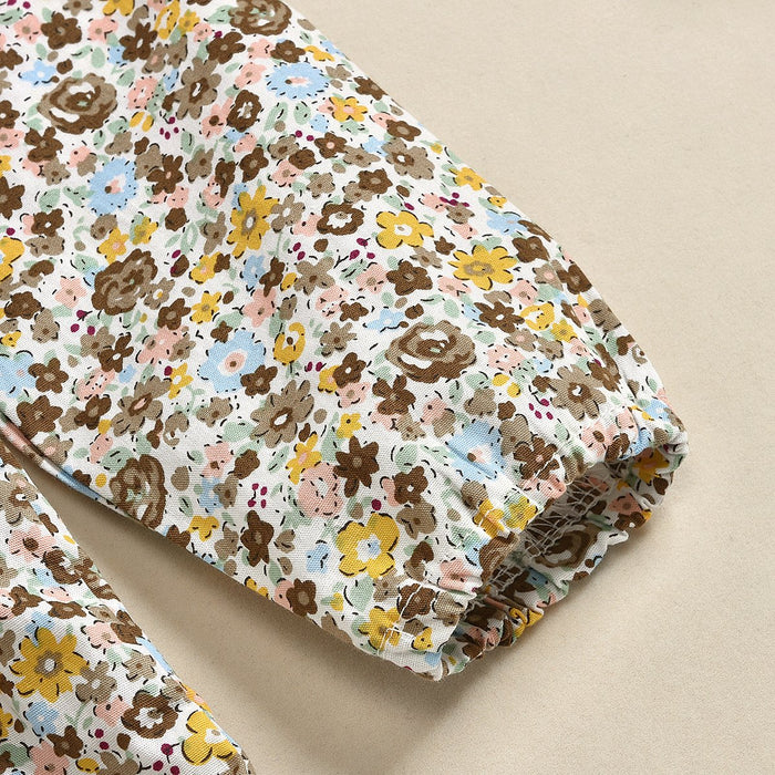 Girls' floral top solid Shorts Set