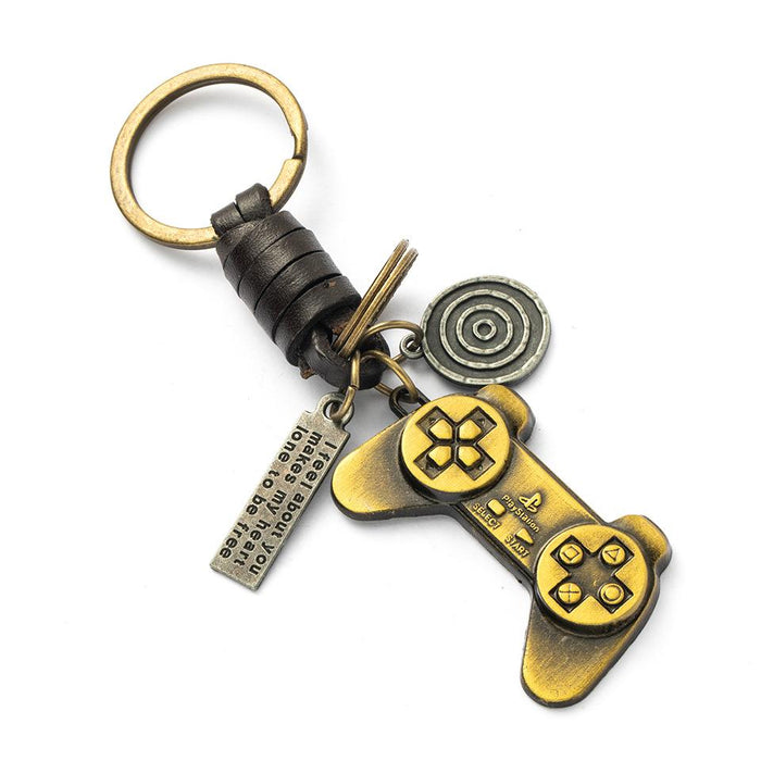 Vintage punk style leather metal key chain creative small gift hand woven car key chain pendant