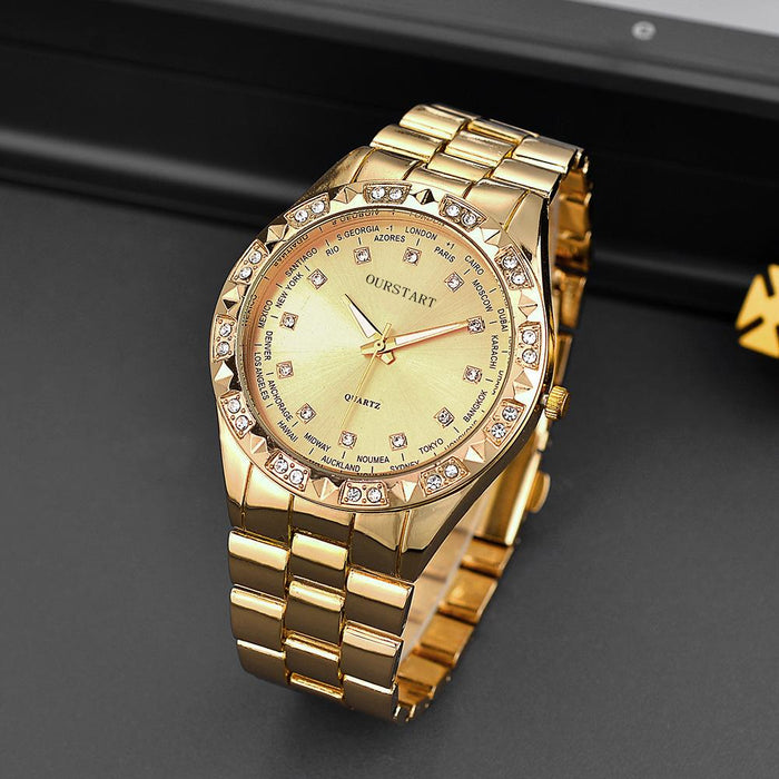 Business Fashion Casual Men's Watch Steel Band Gold Watch
