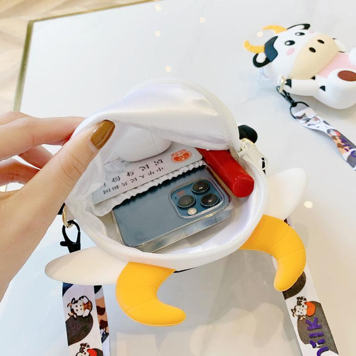 Cartoon Diagonal Bag Cow Backpack Silicone Coin Purse