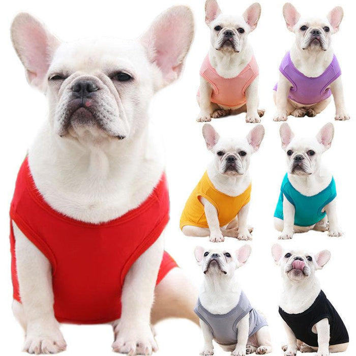 Pet Clothes Dog Cat Solid Color Cotton Vest Dog Jacket