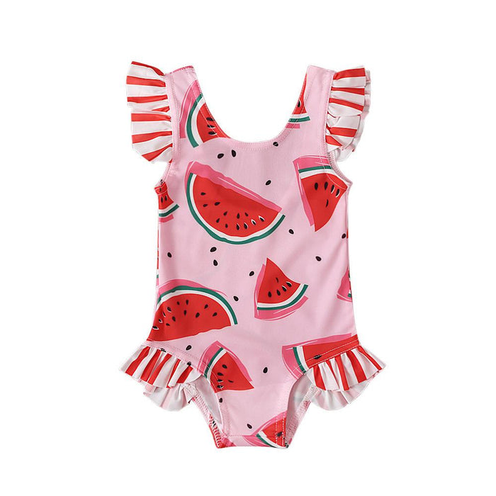 Girls Summer Printed Triangle Swimsuit One-piece Swimsuit