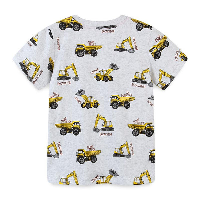 Knitted cotton medium and small children's round neck T-shirt, boys' Pullover T-shirt