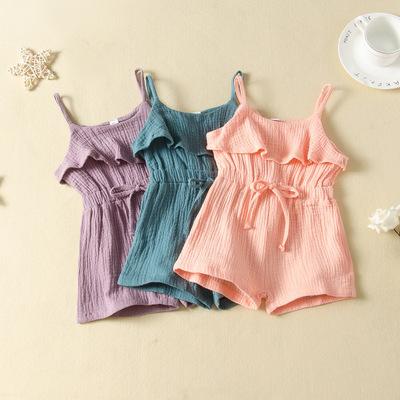 Solid colour Jumpsuit shorts bow