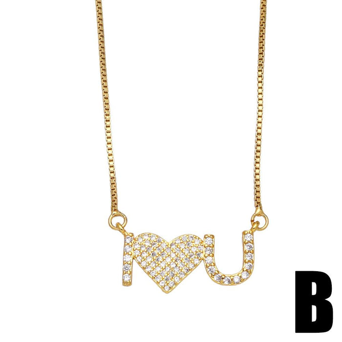 Personality Lovely Butterfly Diamond Clavicle Chain Love Letter Necklace