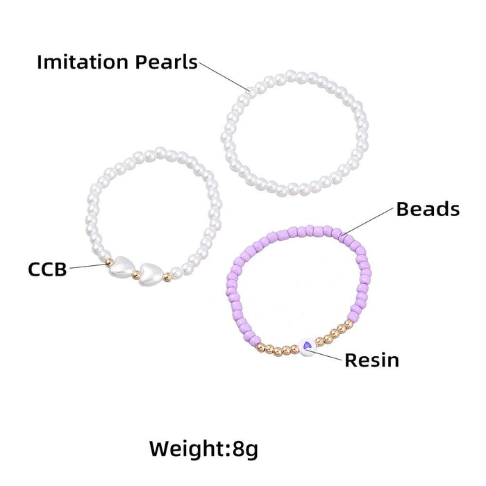 Three Pcs/Set Fashion Resin Beads Bracelet Set