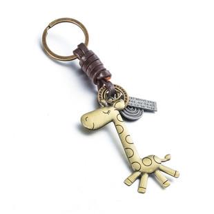 Vintage punk style leather metal Keychains creative small gift hand woven car Keychains pendant