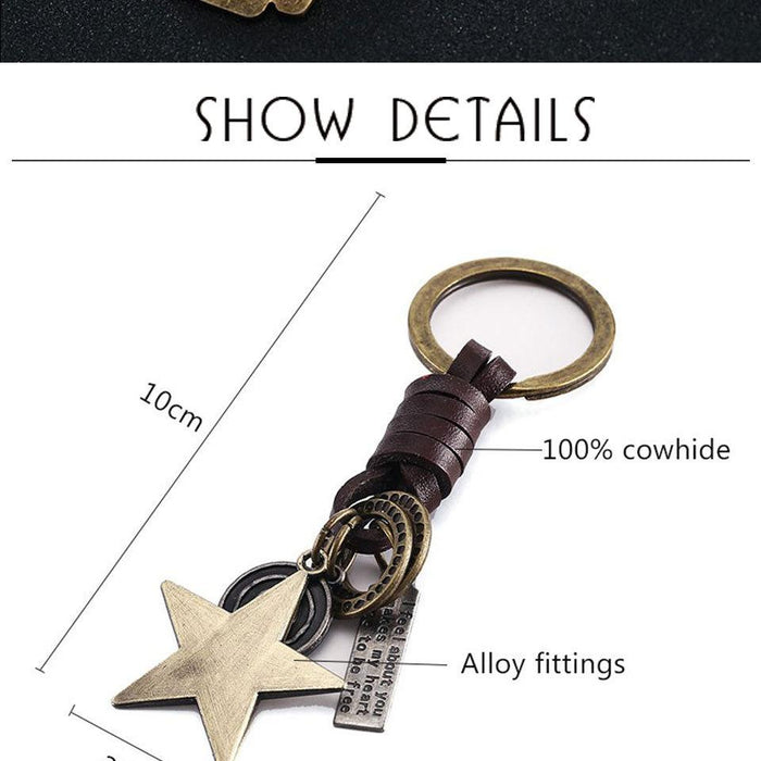 Vintage key chain punk leather metal key chain creative personality key chain