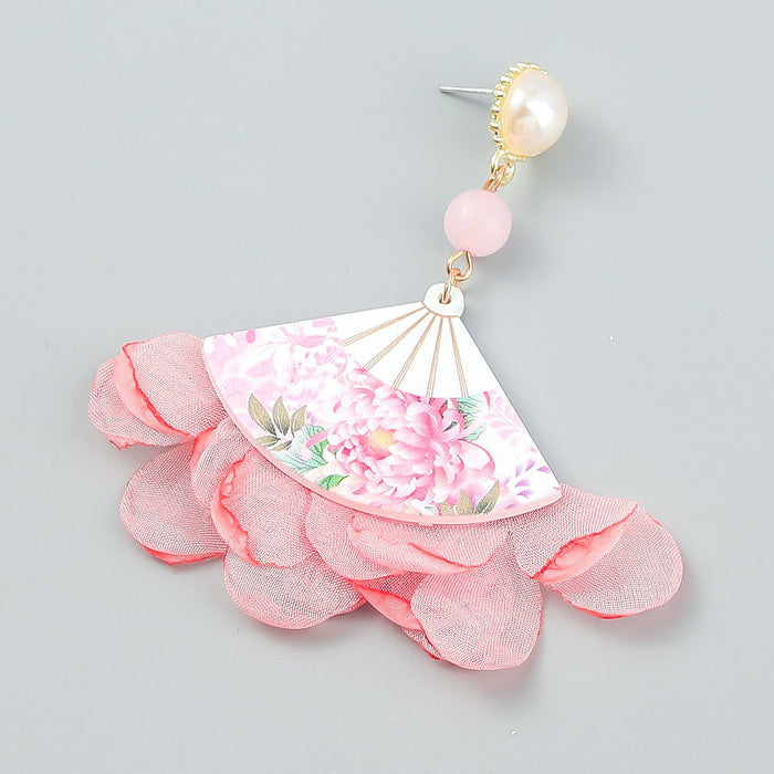 Simple Fan-shaped Lace Flower Earrings