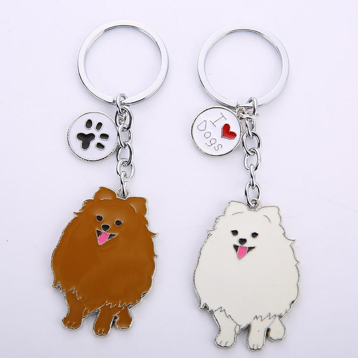 Multicolor Pet Dog Painted Zinc Alloy Keychain