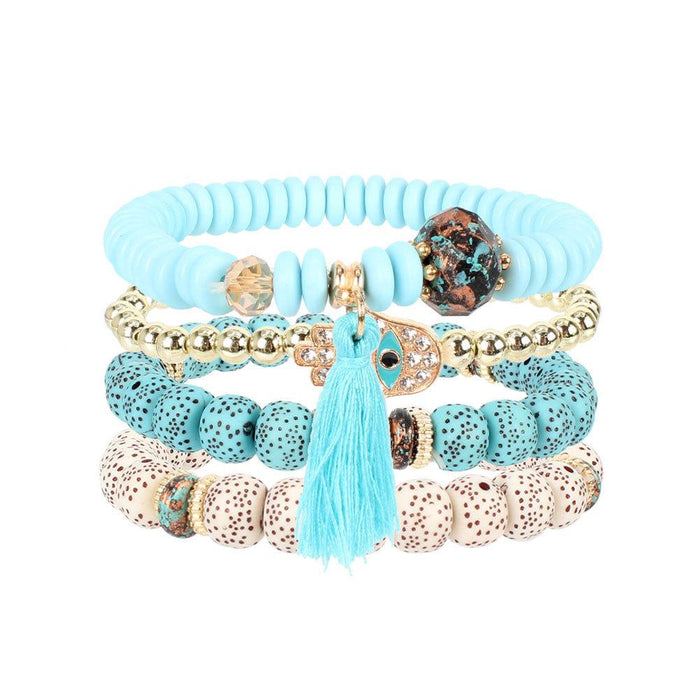 Simple and Fashionable Turquoise Tassel Beaded Bracelet Accessories
