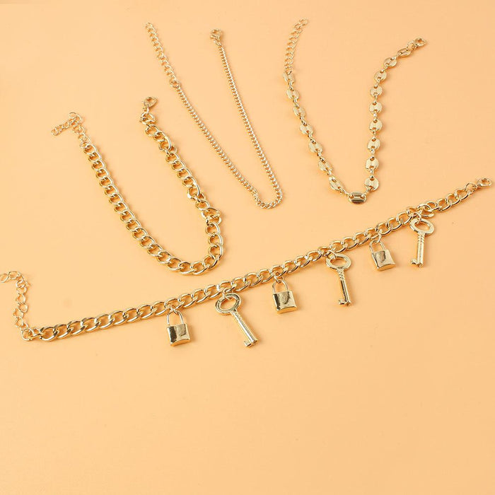 Alloy Lock Pendant Multi-layer Foot Chain Female Foot Decoration