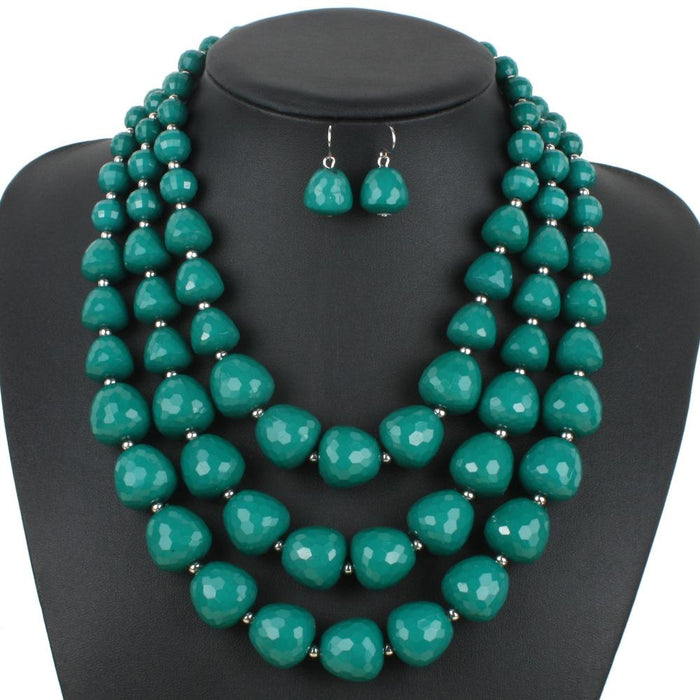 Women's jewelry color Beaded exaggerated Necklace Set