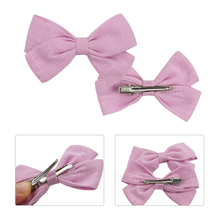 Slub cotton and linen bow hairpin