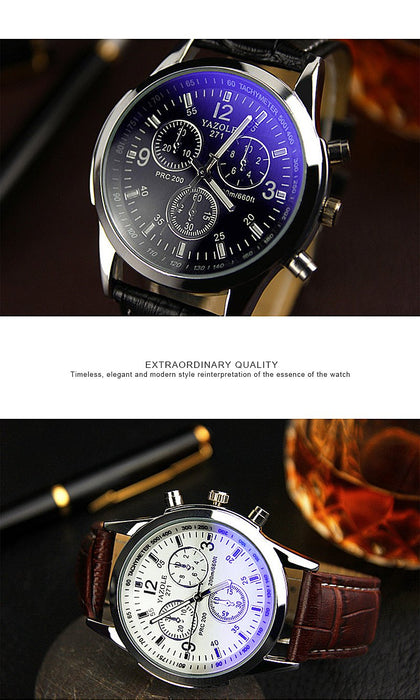 Top Brand Luxury Yazole Men Business Fashion Blue Glass Surface Unique Leisure Wristwatches