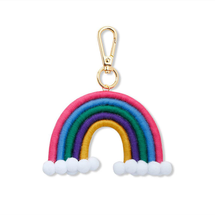 Hand Braided Keychain Rainbow Pendant