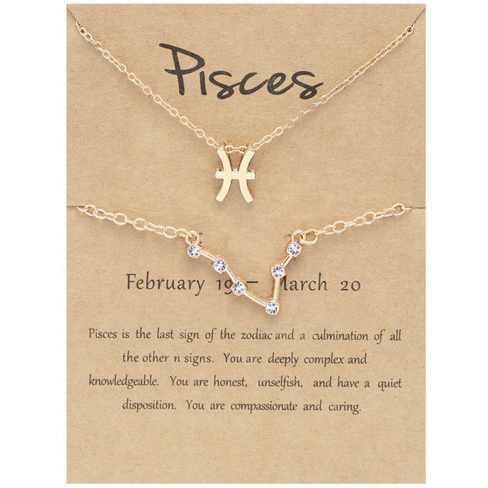 Twelve Constellations Necklace Diamond Bracelet Card Set