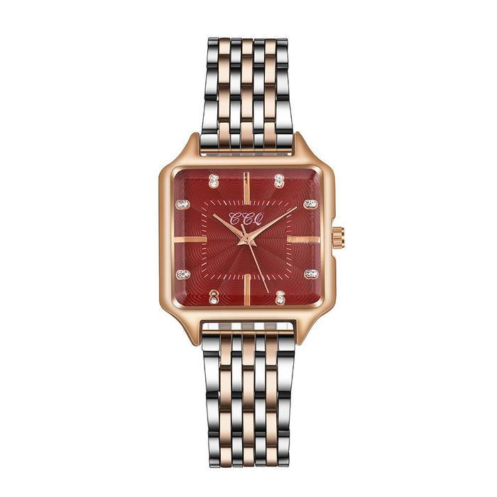 New Simple Square Dial Time Quartz Steel Band Watch Llz20788