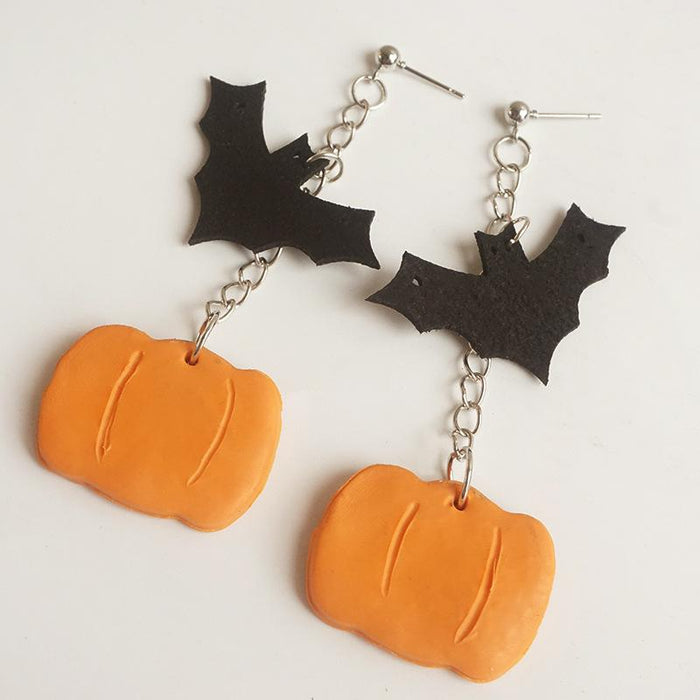 Ghost Ghost Pumpkin Bat Cat Moon Clay Earrings Jewelry