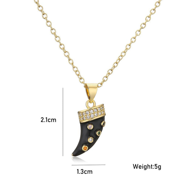 Fashion Personality Dripping Horn Pendant Gold Color Necklace
