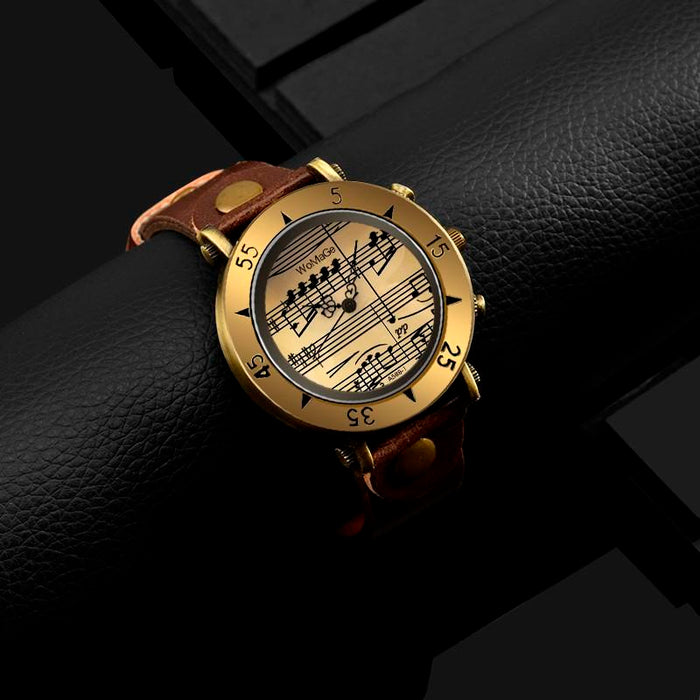 Music Style Fashion Women Leather Watches