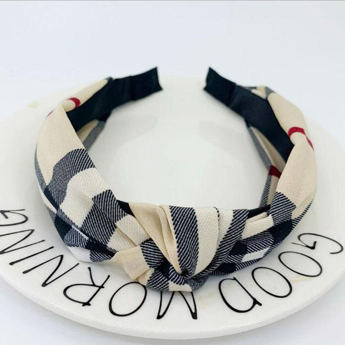 New Flower Headband Women Solid Color Knotted Hairband