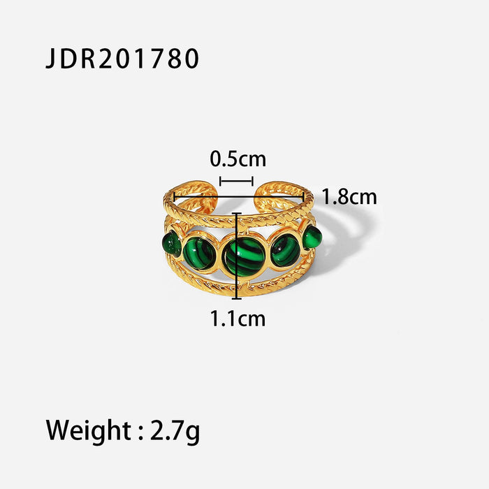 Retro Niche Irregular Gems Do Not Fade Stainless Steel Open Ring