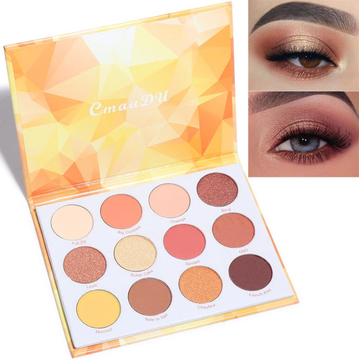 12 colour Eyeshadow disc matte metal flash