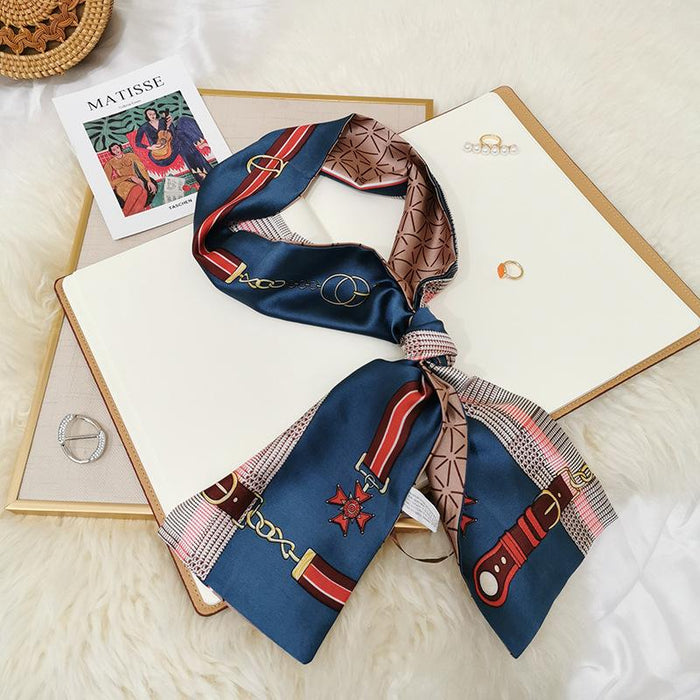 Imitation  scarf thin narrow strip leopard pattern simple waist chain scarf