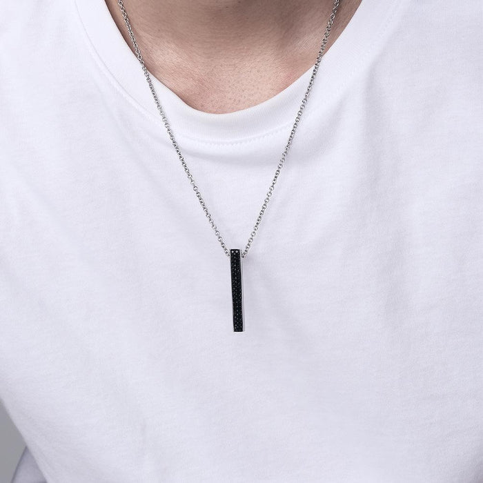 Men's Stainless Steel Cylindrical Pendant Necklace Jewelry