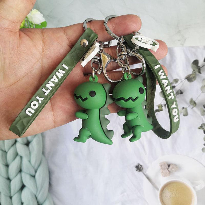 Hot selling cute little dinosaur Keychains pendant animal doll schoolbag pendant boutique gift