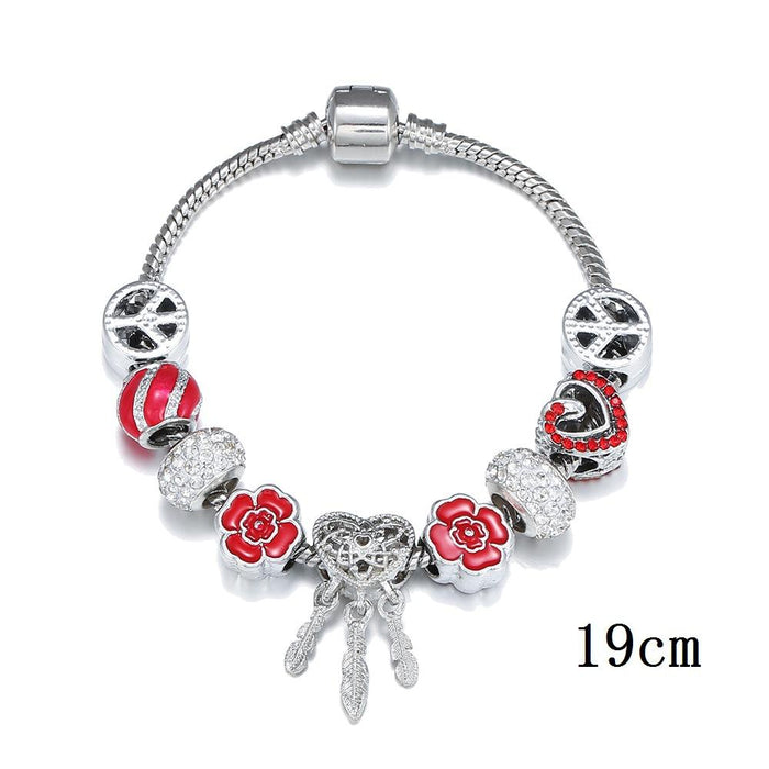 DIY Big Hole Bead Hollow Heart Dream Catcher Bracelet