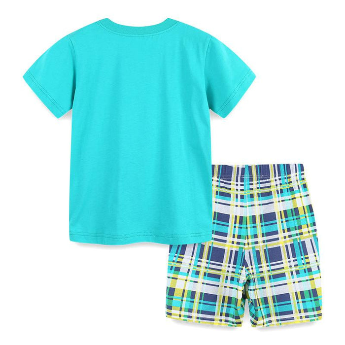 Cartoon round neck children's suit knitted cotton two-piece set