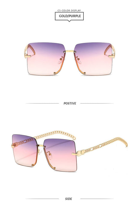 Sunglasses Women's square metal half frame sunglasses