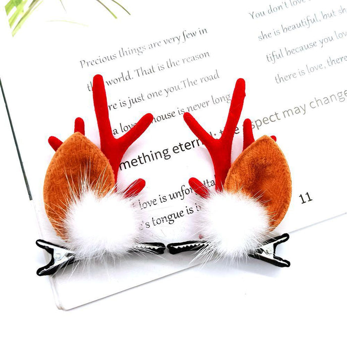 Christmas Antler Hairpin Elk Ear Bell Clip Cute Headwear