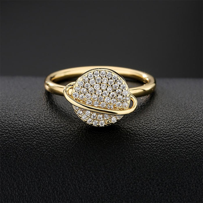 Planet Rotary Gold colour Ring Open Ring