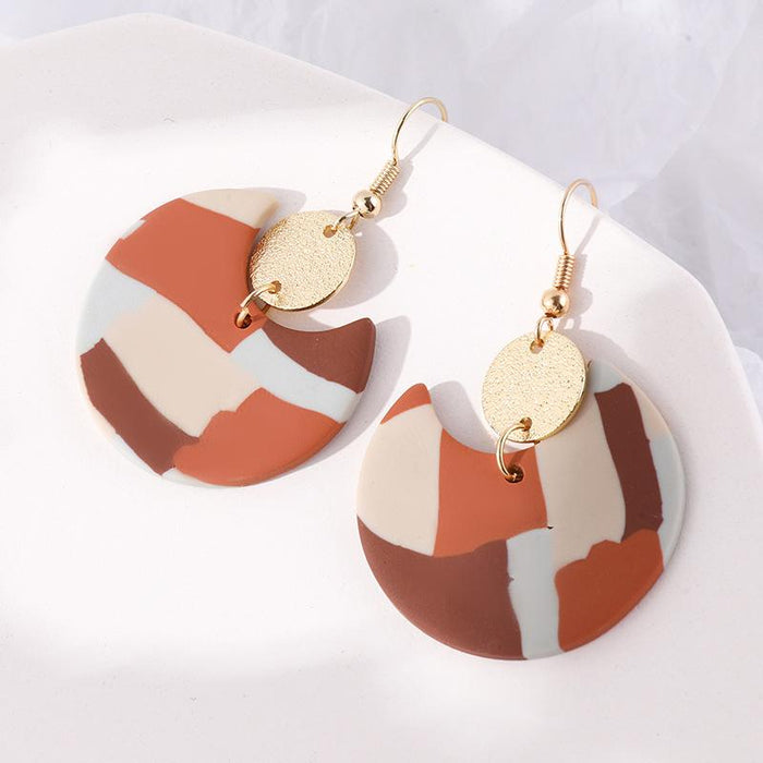 New Vintage Gold Leaf Clay Women's Earrings