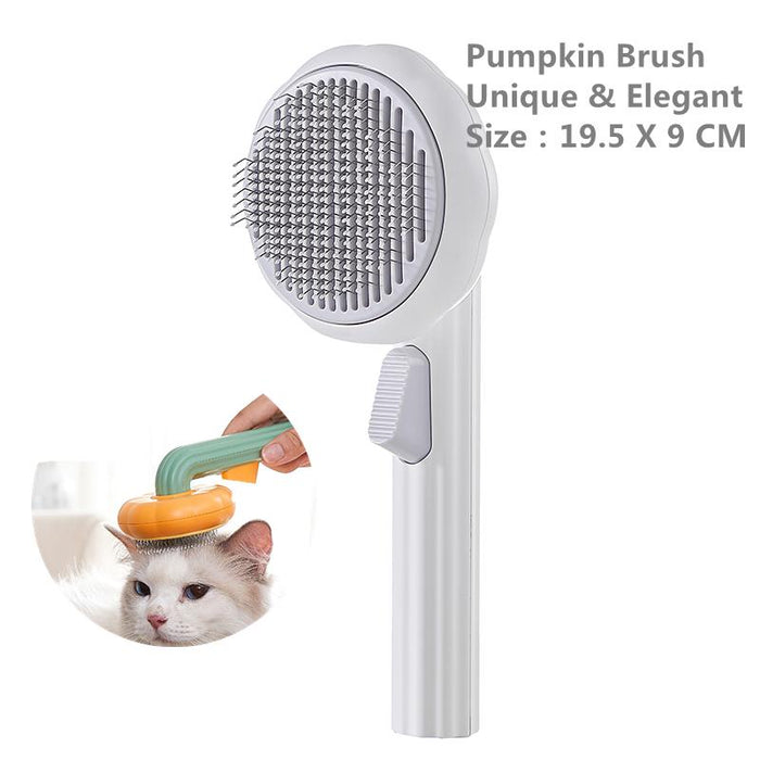 Pumpkin Pet Brush Off Self-Cleaning Oil Brush for Dogs and Cats