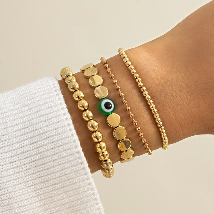 Overlapping Woven Geometric Bead Eye Bracelet