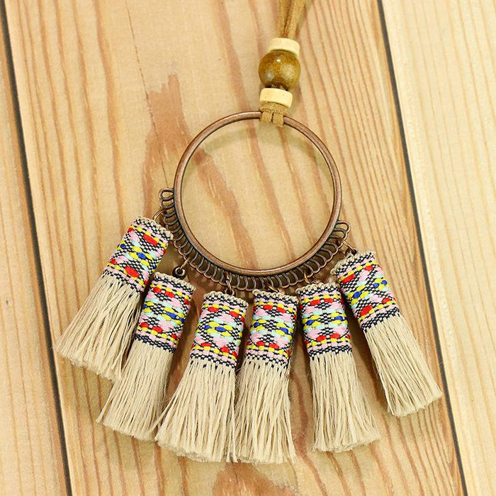 Earring + Necklace Set Handmade Tassel National Style Jewelry