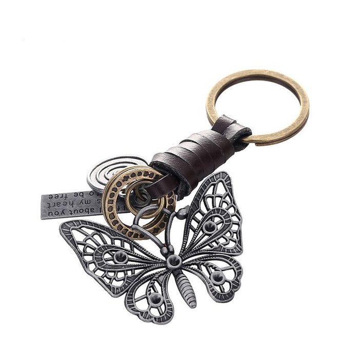 Vintage Keychains punk leather metal Keychains creative personality Keychains