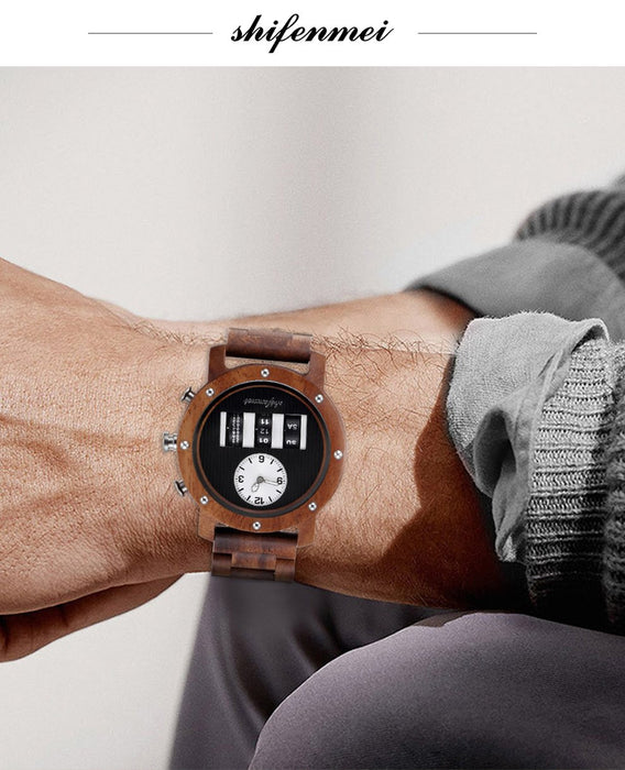 Multifunctional Men's Wooden Watch Outdoor Sports Watch